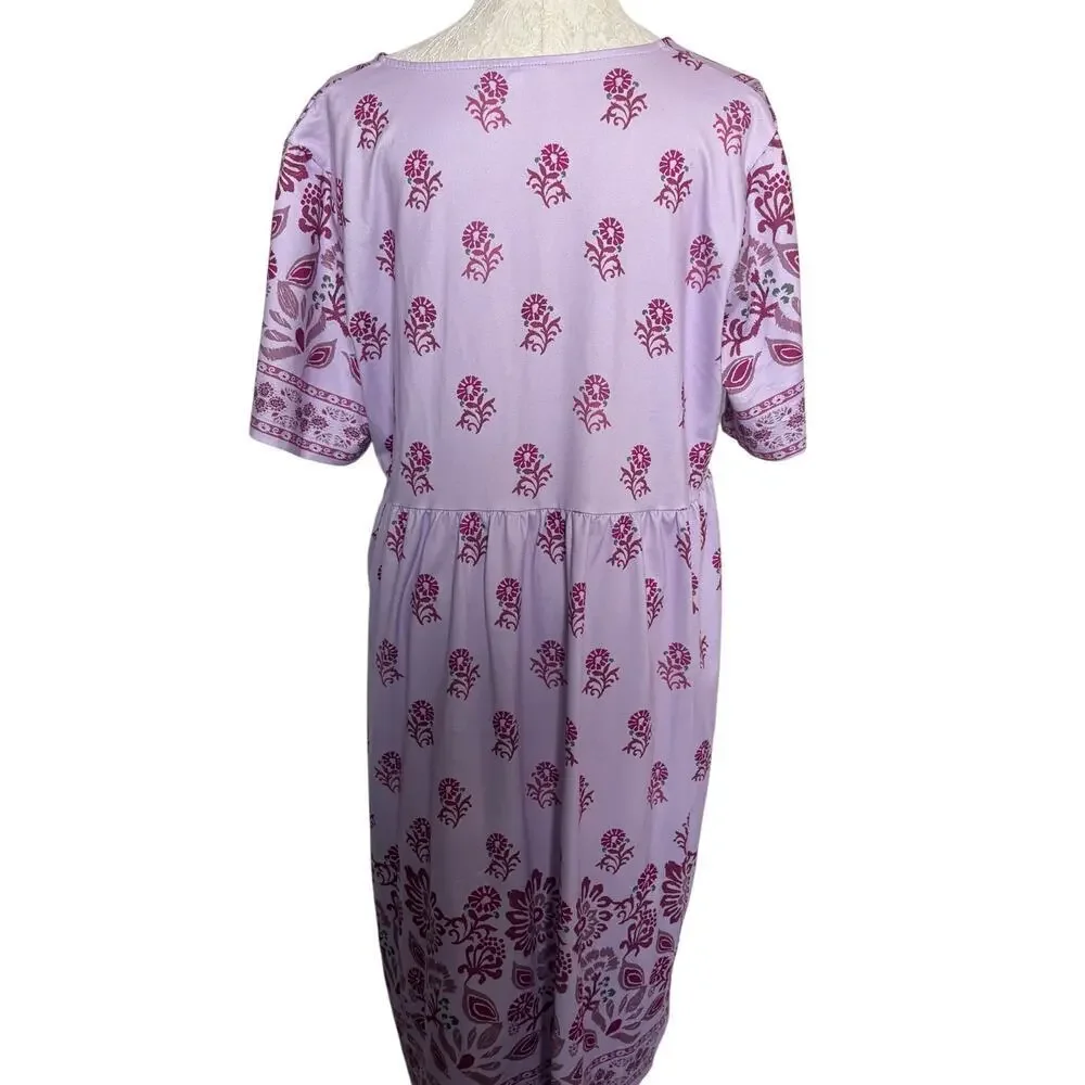 Cripom Boho Floral Border Print Dress – Size Large 
Kalftan Muumuu - Picture 7 of 7